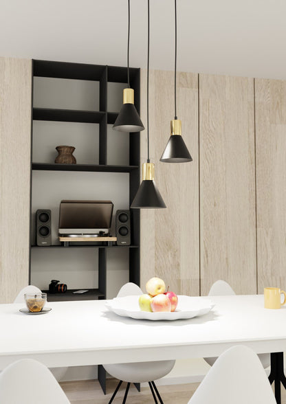 Hängeleuchte Fleur 3 Premium in Schwarz, Gold, 3-flammig