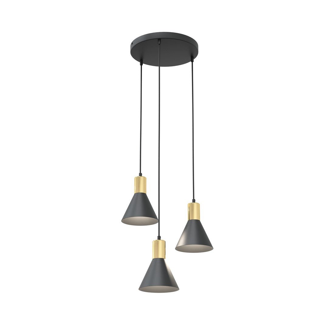 Hängeleuchte Fleur 3 Premium in Schwarz, Gold, 3-flammig