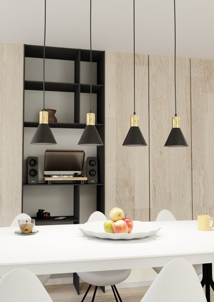 Hängeleuchte Fleur 4 in Schwarz, Gold, 4-flammig