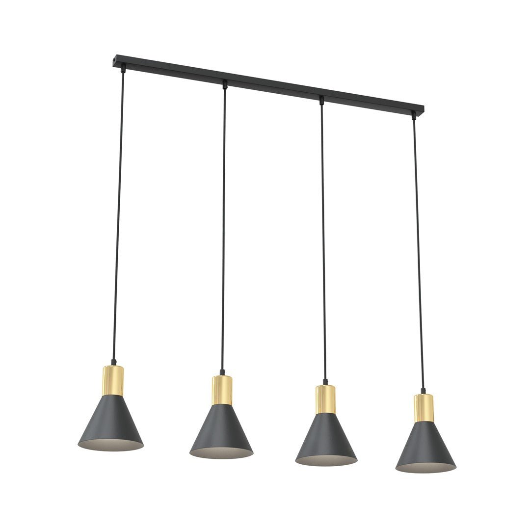 Hängeleuchte Fleur 4 in Schwarz, Gold, 4-flammig