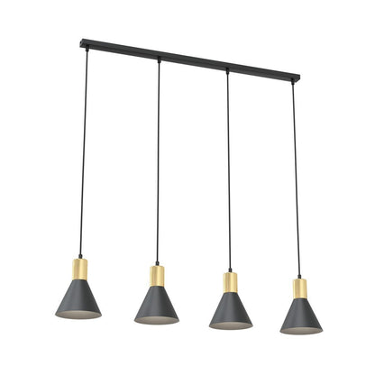 Hängeleuchte Fleur 4 in Schwarz, Gold, 4-flammig