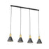 Hängeleuchte Fleur 4 in Schwarz, Gold, 4-flammig