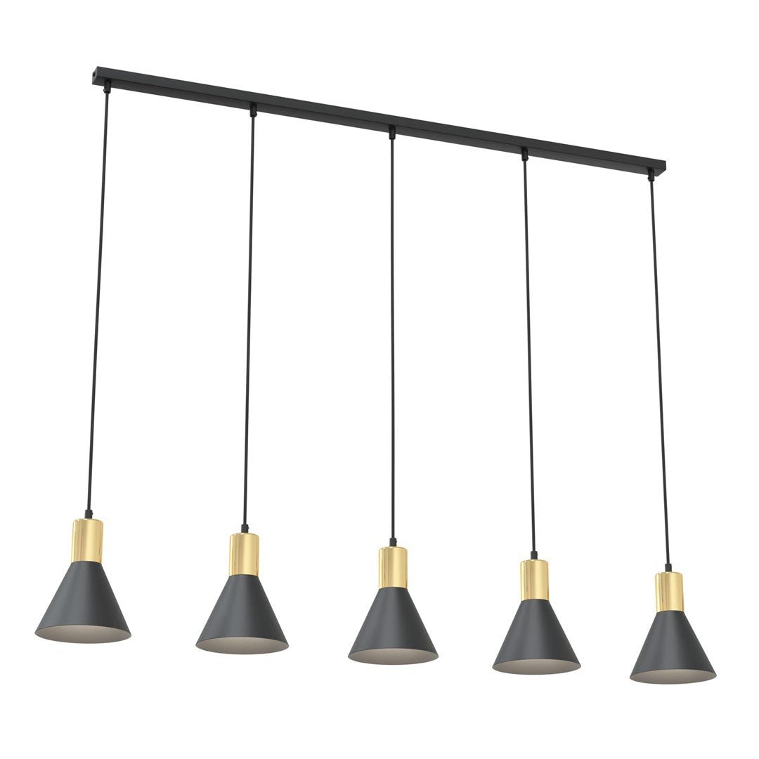 Hängeleuchte Fleur 5 in Schwarz, Gold, 5-flammig