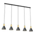 Hängeleuchte Fleur 5 in Schwarz, Gold, 5-flammig