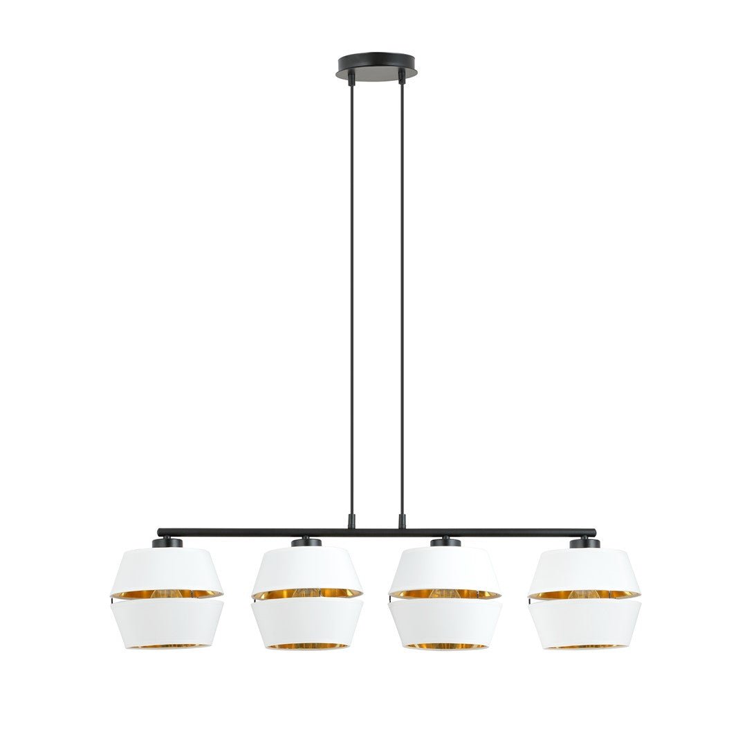 Hängeleuchte Harmony 4 in Schwarz, Weiß, Gold, 4-flammig