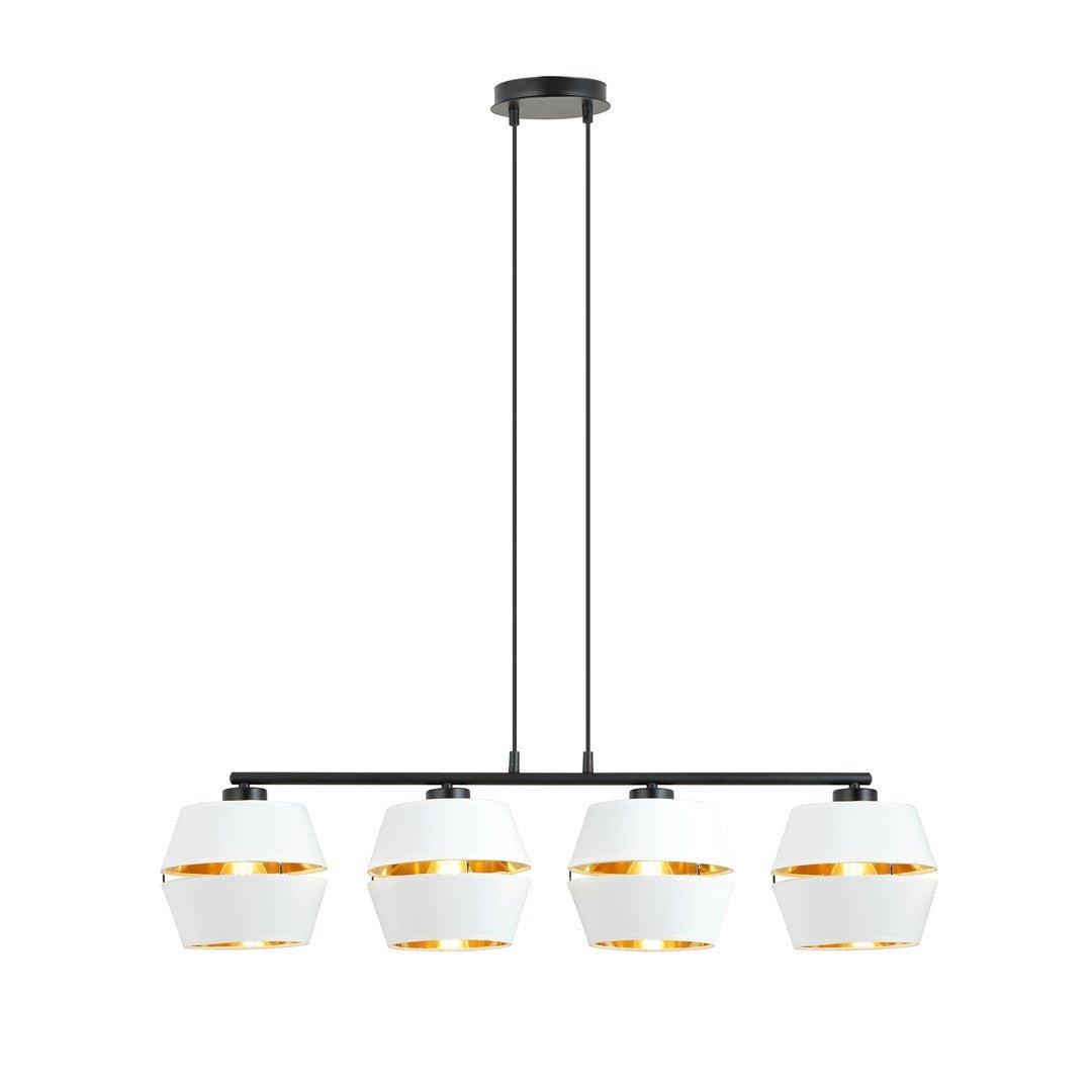 Hängeleuchte Harmony 4 in Schwarz, Weiß, Gold, 4-flammig