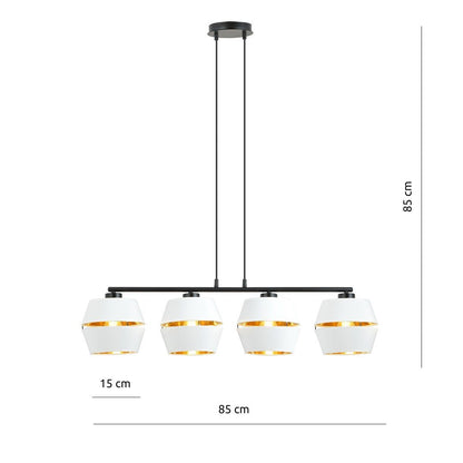Hängeleuchte Harmony 4 in Schwarz, Weiß, Gold, 4-flammig
