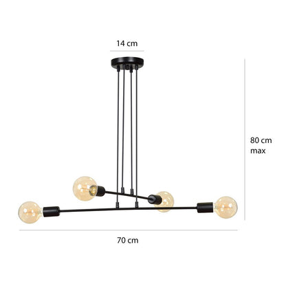Hängeleuchte Lucent 4 in Schwarz, 4-flammig