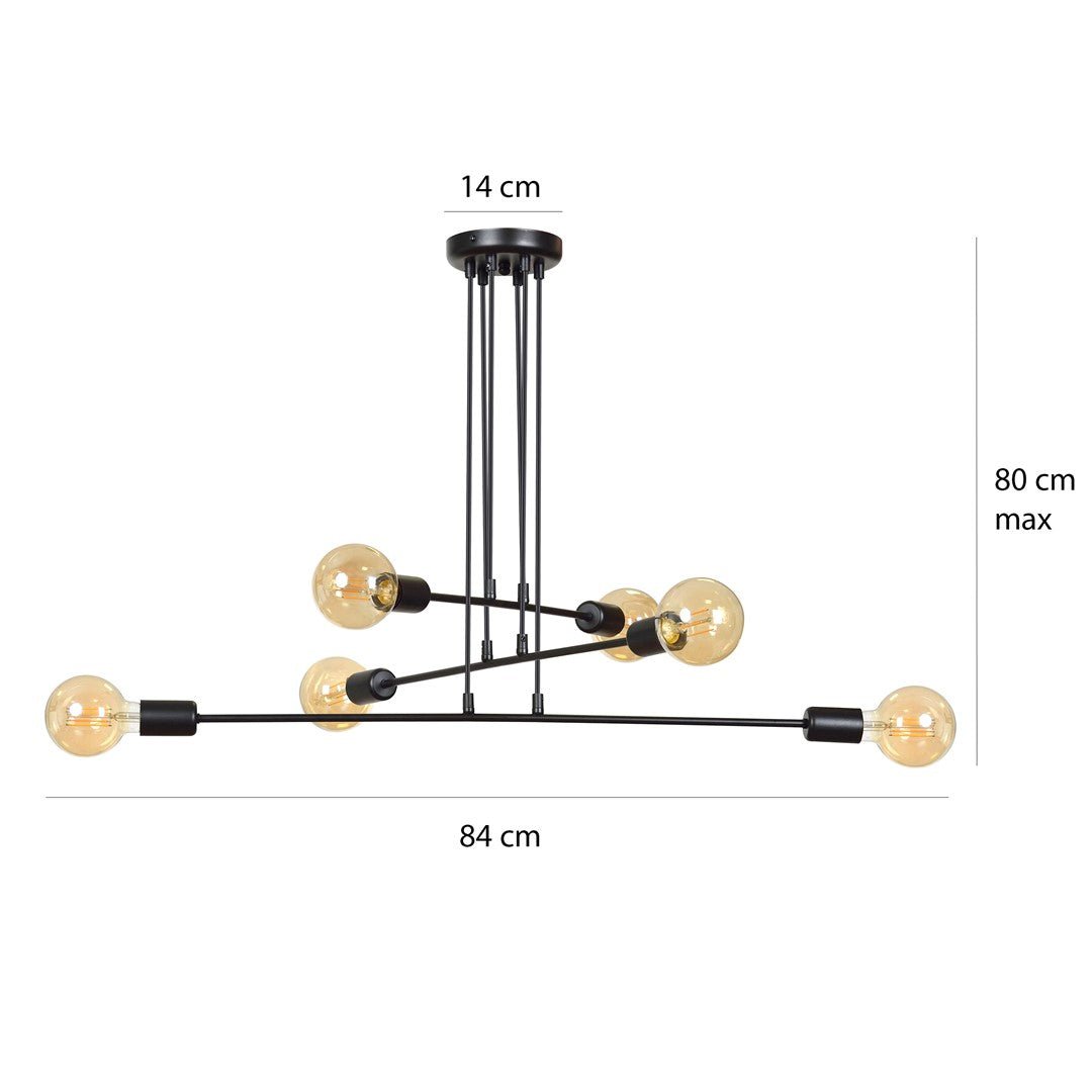 Hängeleuchte Lucent 6 in Schwarz, 6-flammig