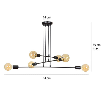 Hängeleuchte Lucent 6 in Schwarz, 6-flammig