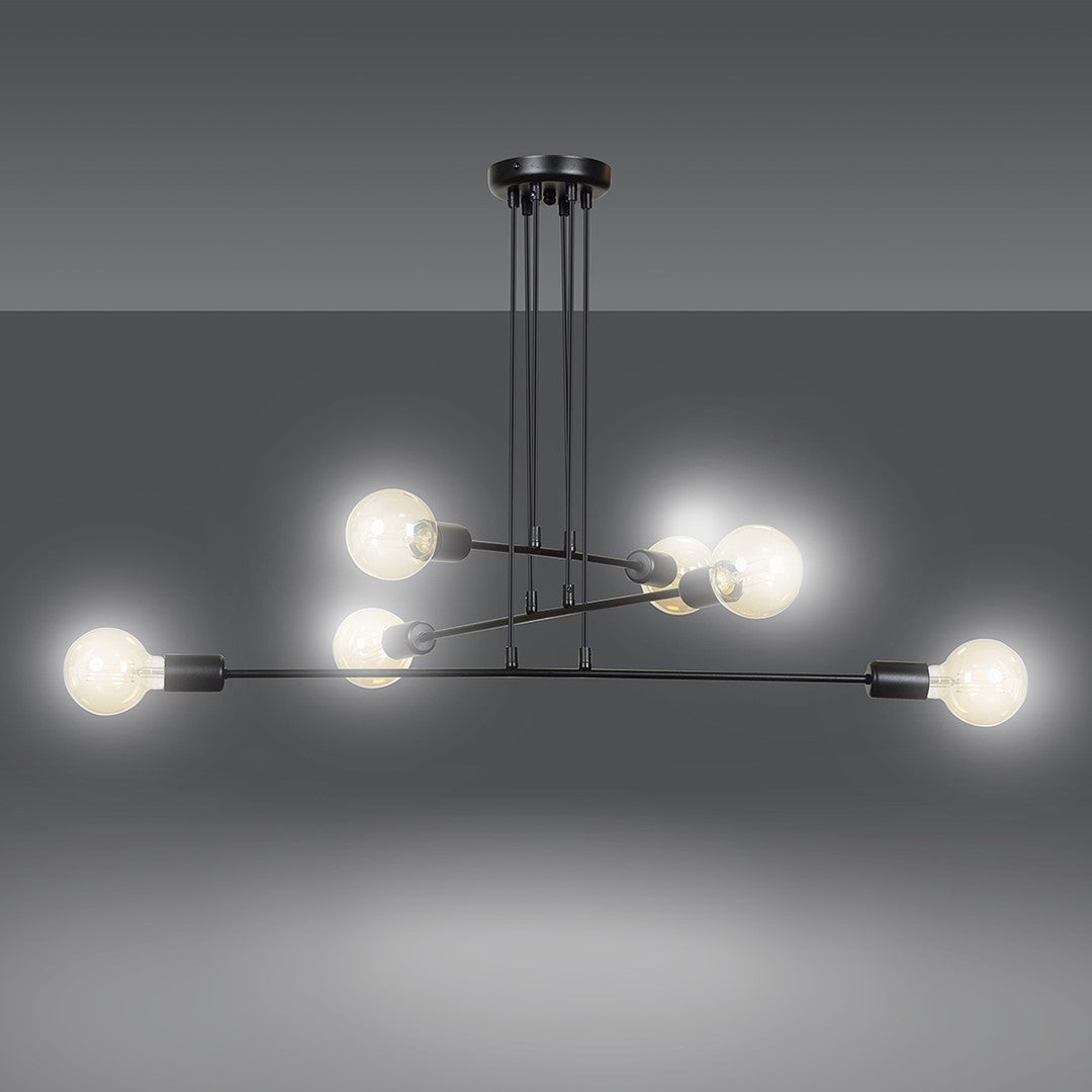 Hängeleuchte Lucent 6 in Schwarz, 6-flammig