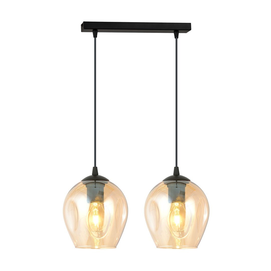 Hängeleuchte Lustre 2 in Schwarz, Bernstein, 2-flammig