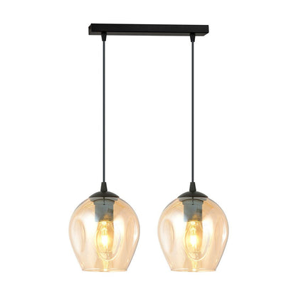 Hängeleuchte Lustre 2 in Schwarz, Bernstein, 2-flammig