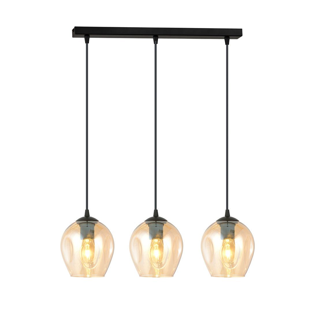 Hängeleuchte Lustre 3 in Schwarz, Bernstein, 3-flammig