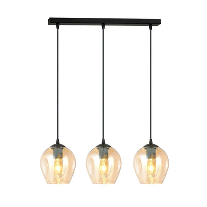 Hängeleuchte Lustre 3 in Schwarz, Bernstein, 3-flammig