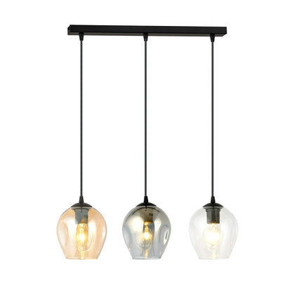 Hängeleuchte Lustre 3 in Schwarz, Graphit, Bernstein, 3-flammig