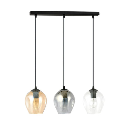 Hängeleuchte Lustre 3 in Schwarz, Graphit, Bernstein, 3-flammig