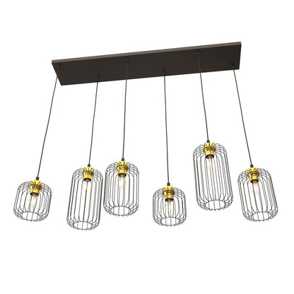 Hängeleuchte Noble 6 in Schwarz, Gold, 6-flammig