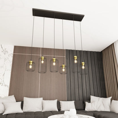 Hängeleuchte Noble 6 in Schwarz, Gold, 6-flammig