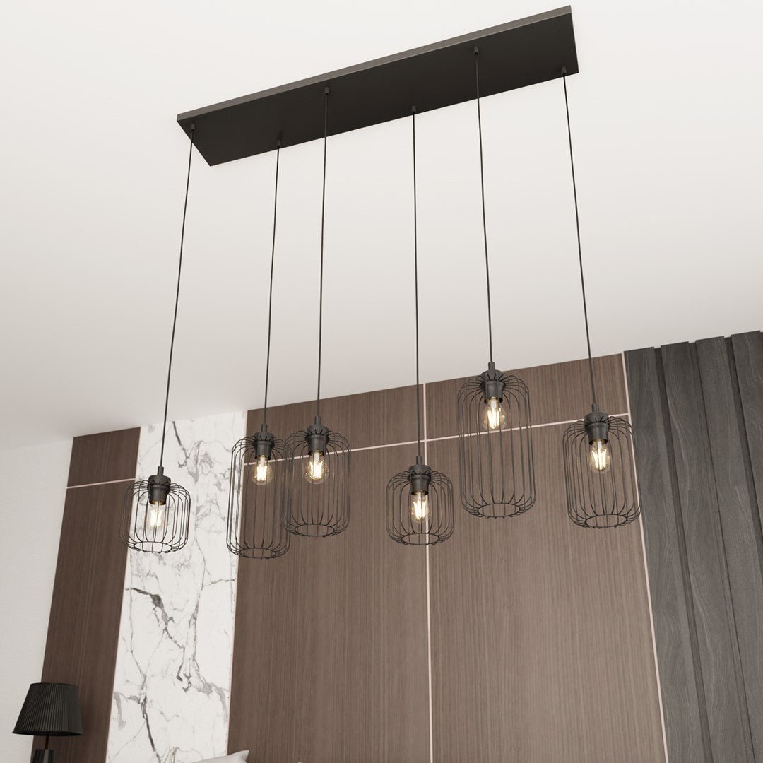Hängeleuchte Noble 6 in Schwarz, 6-flammig