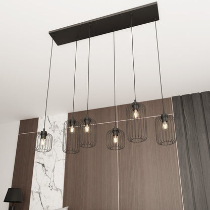 Hängeleuchte Noble 6 in Schwarz, 6-flammig