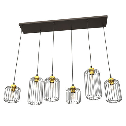 Hängeleuchte Noble 6 in Schwarz, Gold, 6-flammig