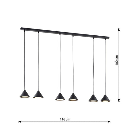 Hängeleuchte Prestige 6 in Schwarz, 6-flammig