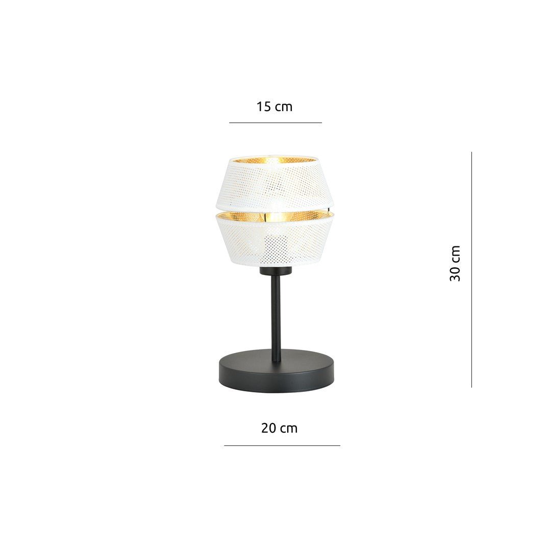 Tischlampe Charm LN in Schwarz, Weiß, Gold, 1-flammig