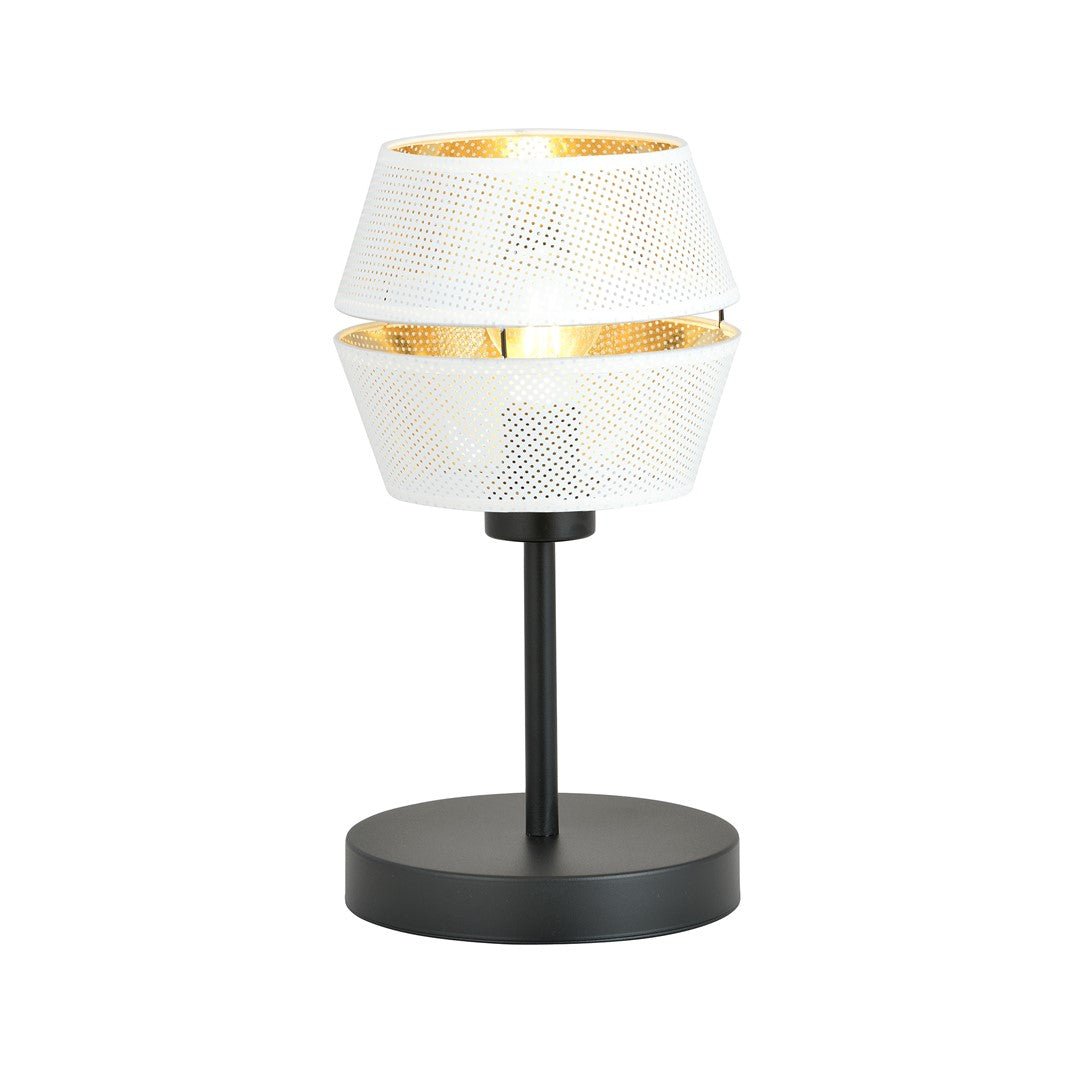 Tischlampe Charm LN in Schwarz, Weiß, Gold, 1-flammig