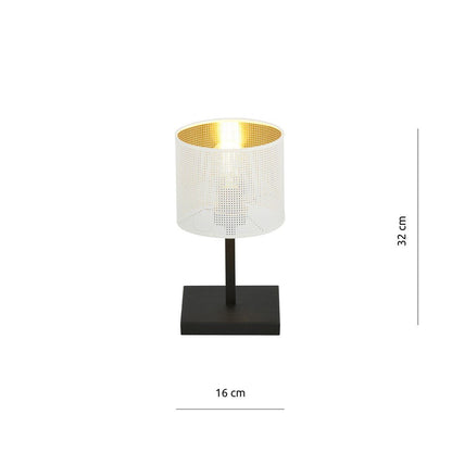 Tischlampe Ember Ln1 in Schwarz, Weiß, Gold, 1-flammig