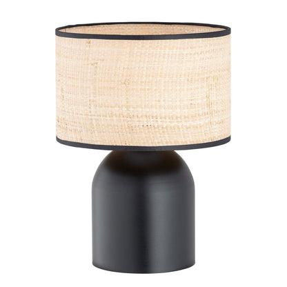 Tischlampe Glade in Schwarz, Rattan, 1-flammig