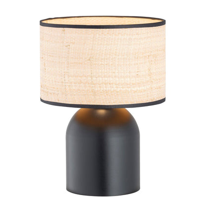 Tischlampe Glade in Schwarz, Rattan, 1-flammig