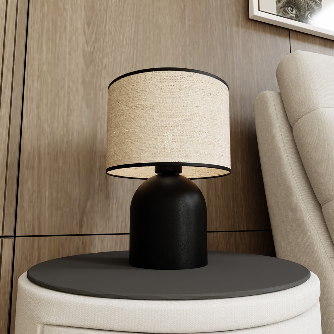 Tischlampe Glade in Schwarz, Rattan, 1-flammig